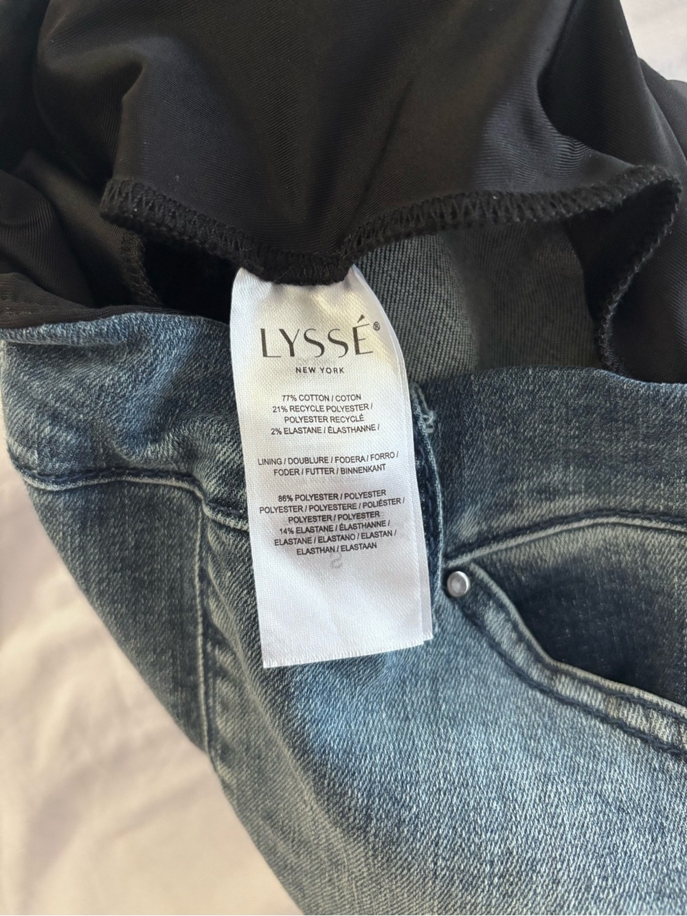 Wide leg frayed hem pull on blue jeans Small LYSSE - Picture 7 of 10